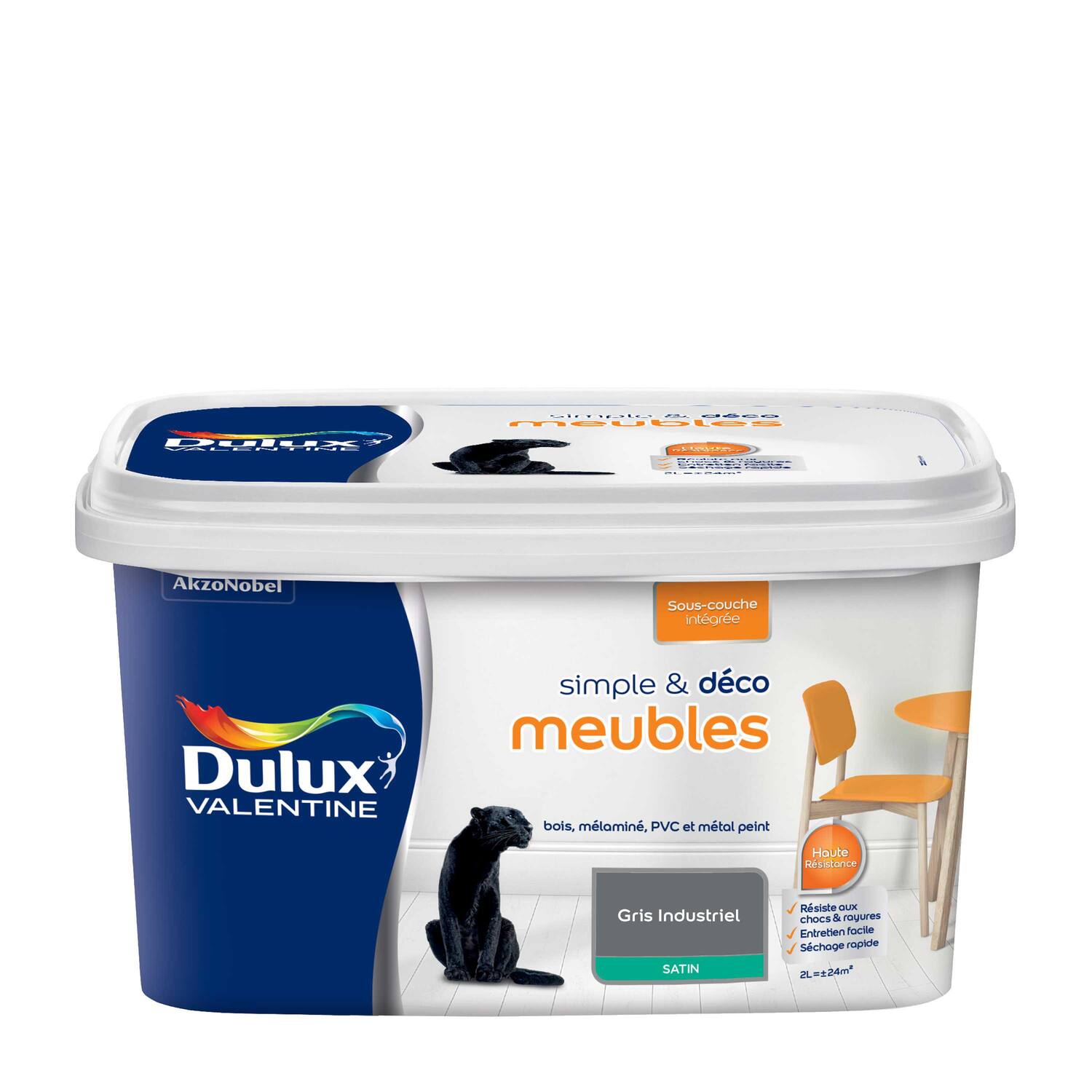 Peinture de rénovation Simple & Deco meubles satin gris industriel 2L - DULUX VALENTINE