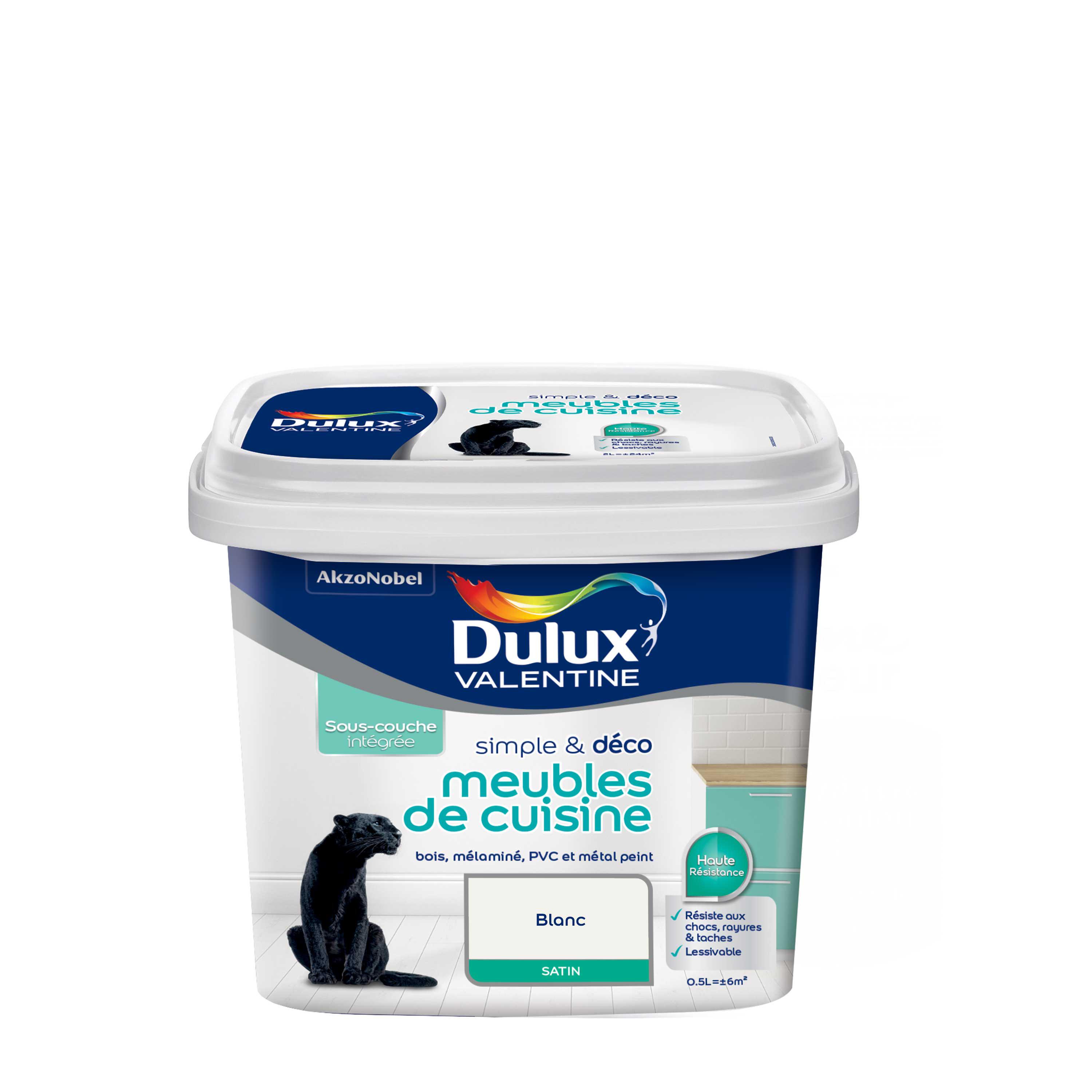 Peinture De Rénovation Dulux Valentine Simple & Deco Meubles De Cuisine Satin Blanc 0,5 L