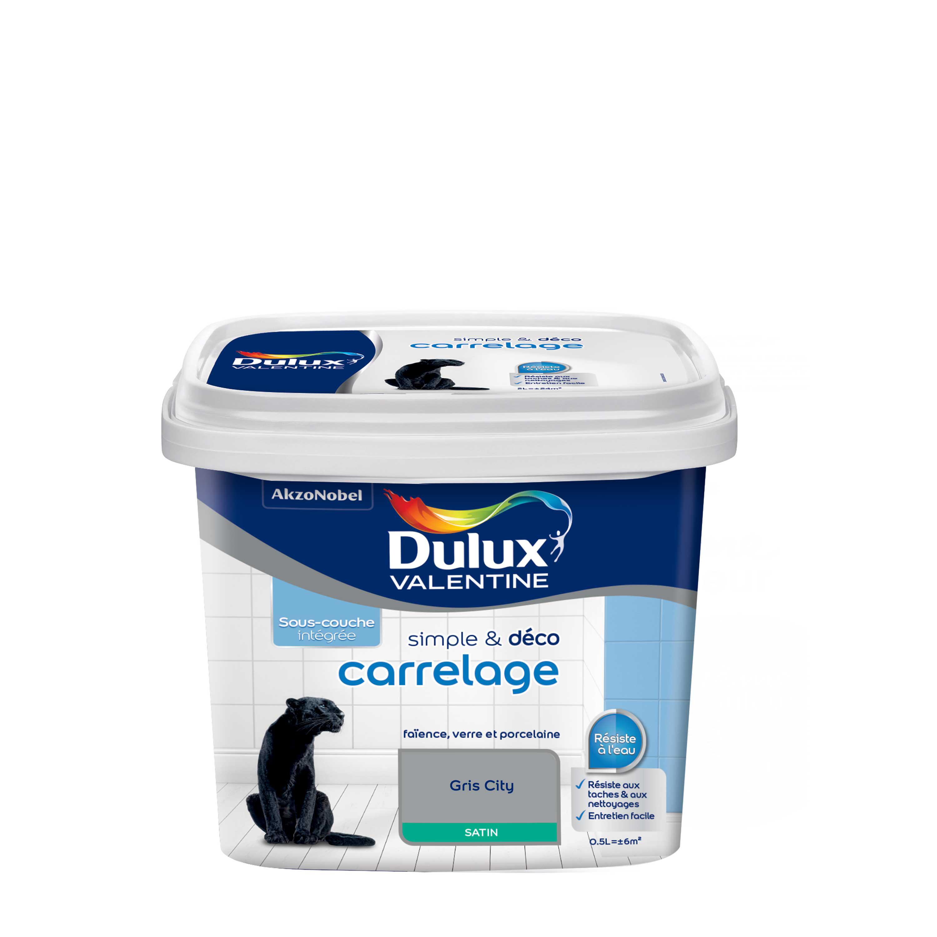 Peinture De Rénovation Dulux Valentine Simple & Deco Carrelage Satin Gris City 0,5 L