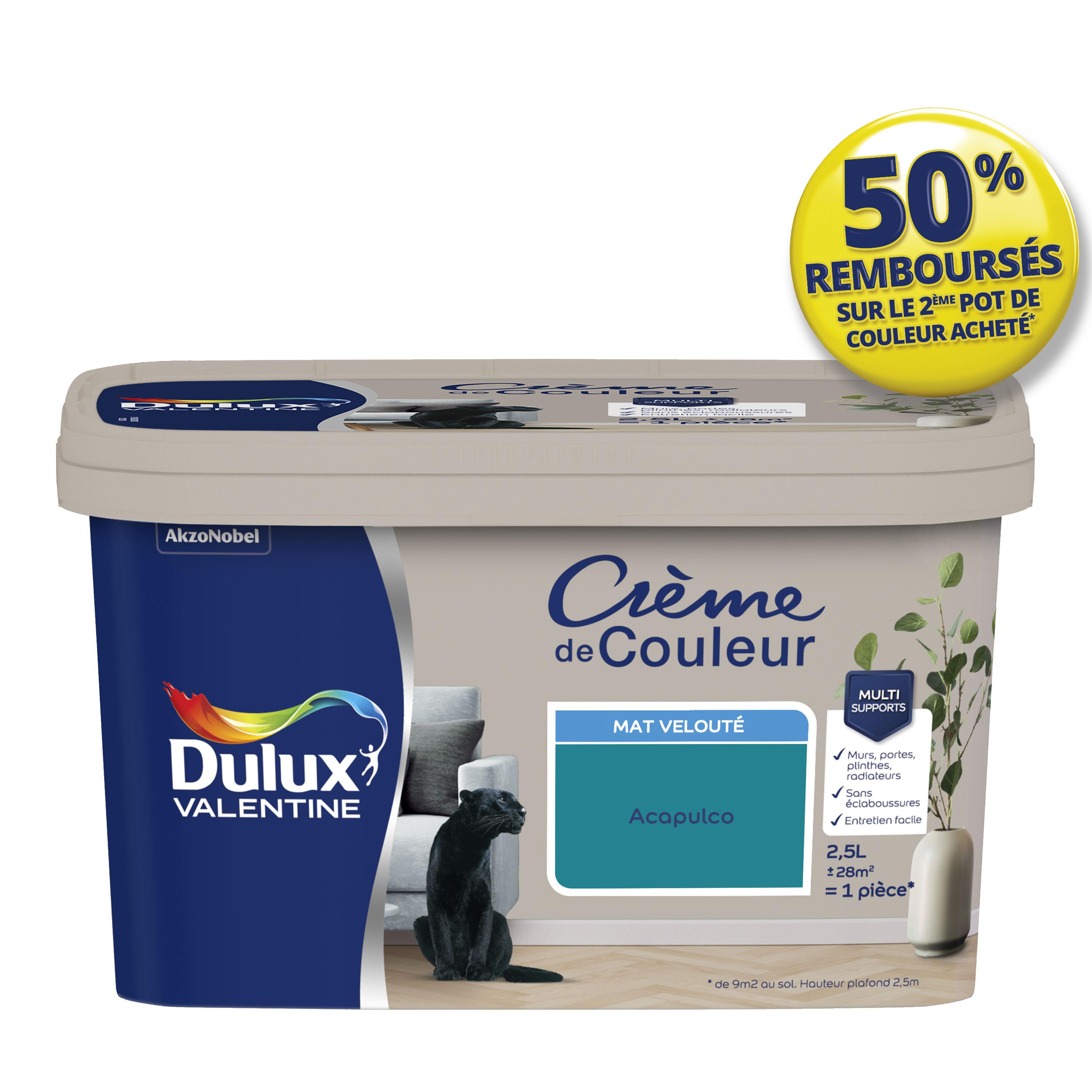 Peinture Crème de couleur mat acapulco 2,5L - DULUX VALENTINE