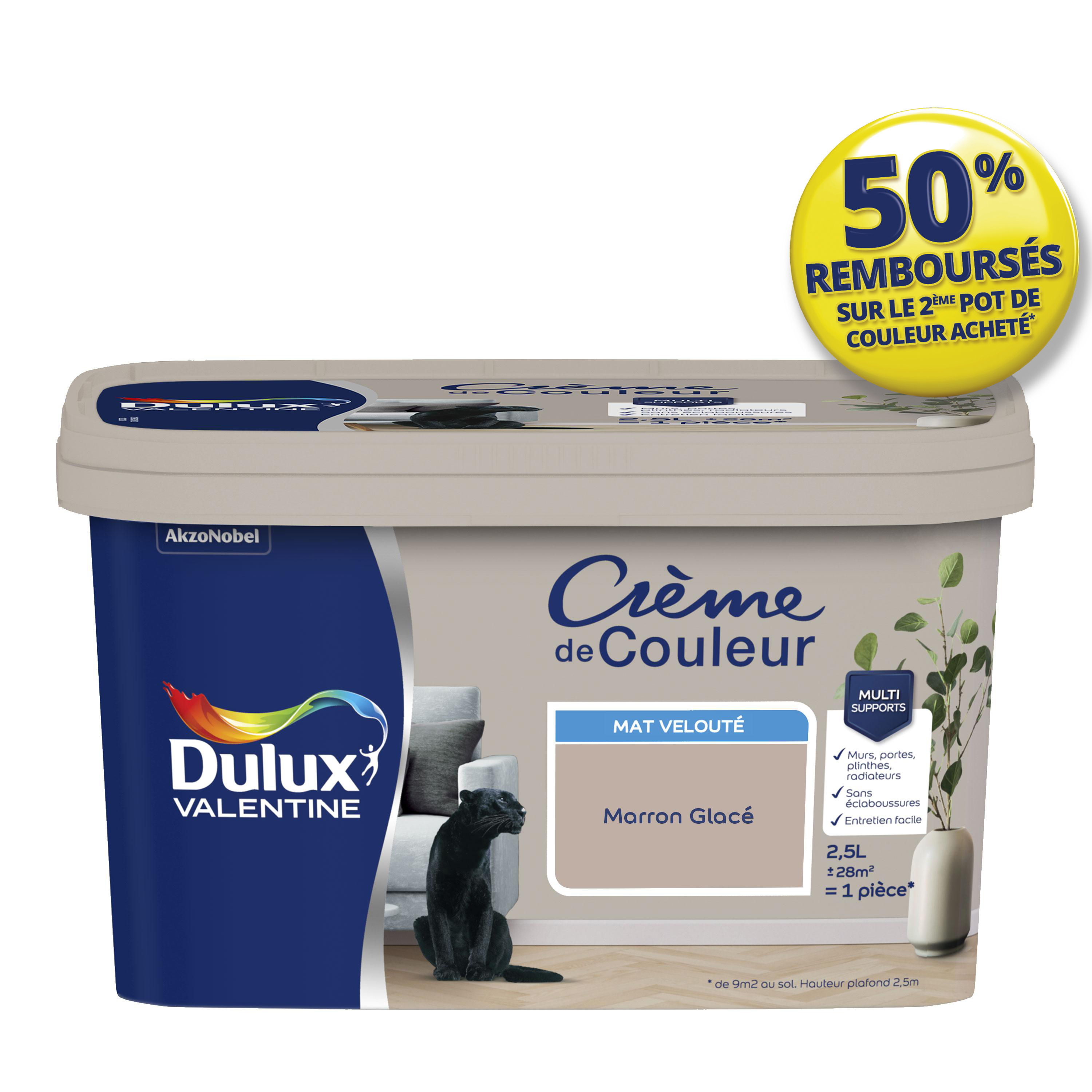 Peinture Crème de couleur mat marron glacé 2,5L - DULUX VALENTINE