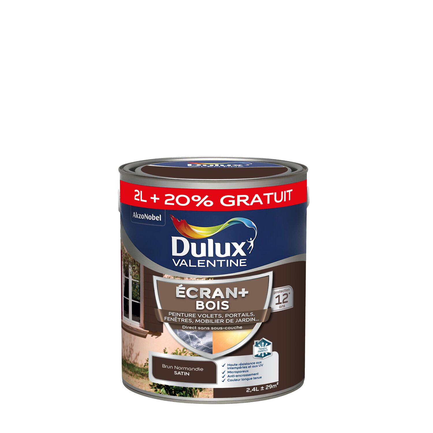 Peinture Ecran+ Bois Brun normandie 2L+20% offerts - DULUX VALENTINE