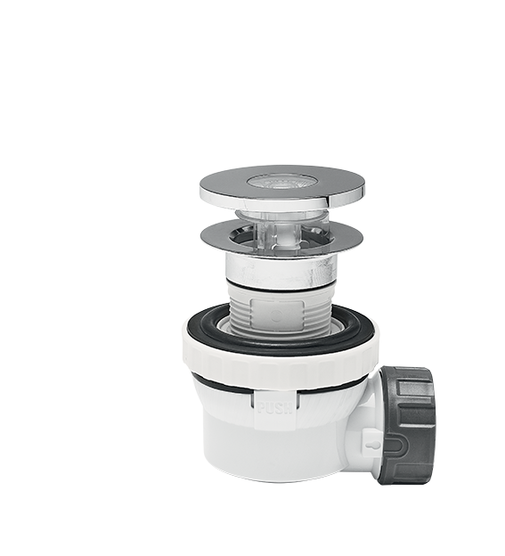 Ensemble bonde + siphon XS Pure gain de place, à écoulement libre pour lavabo ou vasque sans trop-plein - WIRQUIN