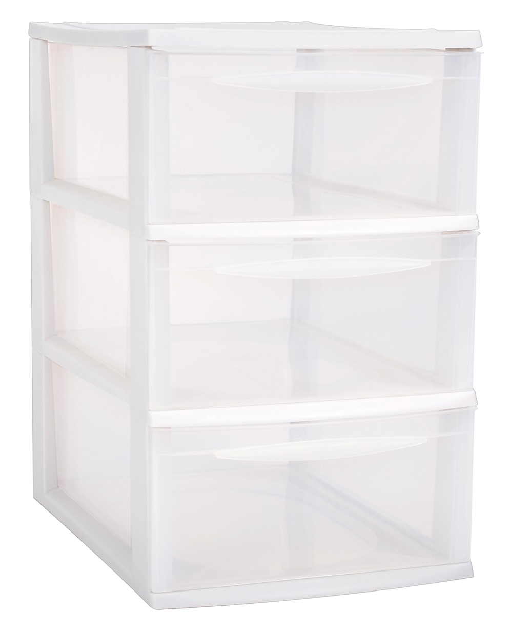 Module A4 3 Tiroirs EDA Dim. 25,5 X 36 X 41 Cm Superposable Coloris Blanc Cérusé - Tiroirs Naturel  EDA