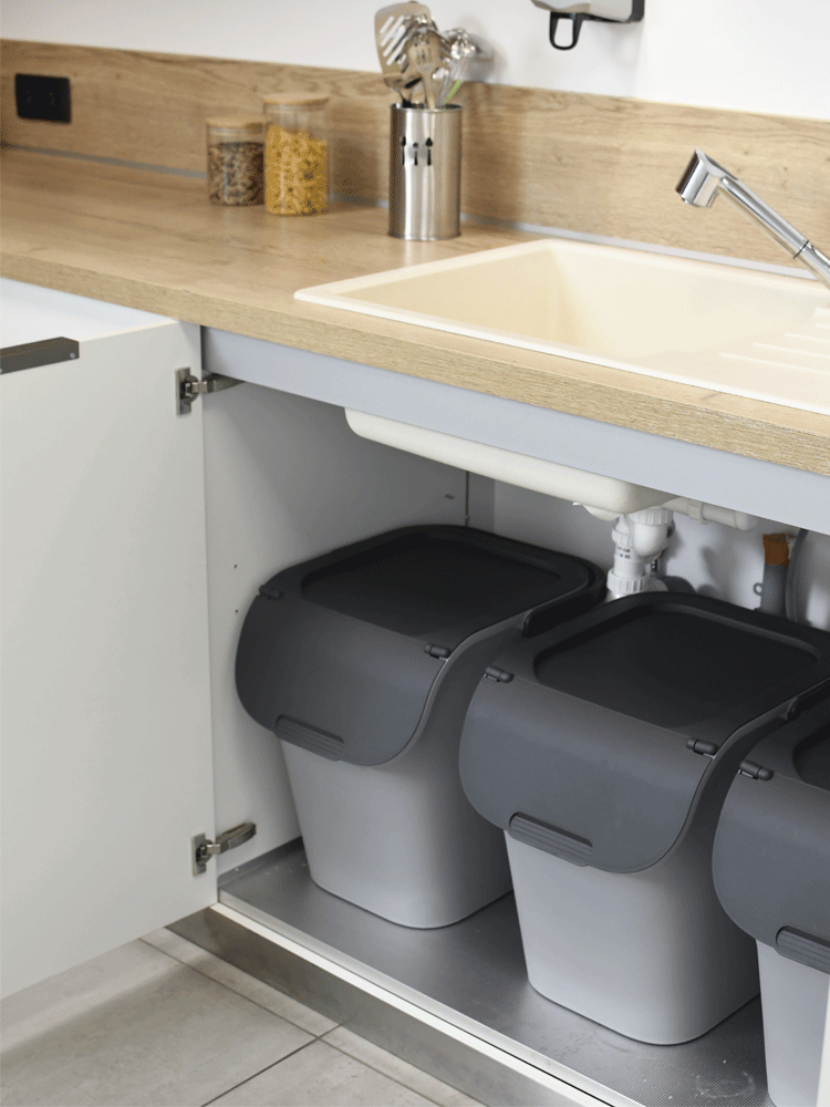 Poubelle de tri 40 l gris beton