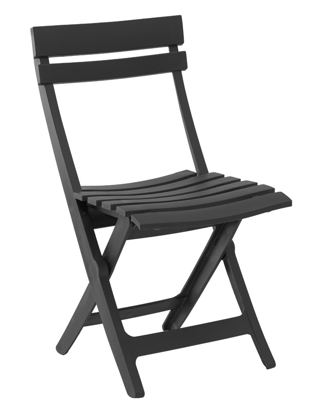 Chaise de jardin pliante résine Miami anthracite - GROSFILLEX
