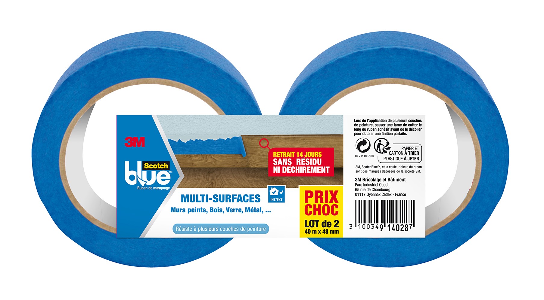 2 Adhésifs de masquage multi-surfaces 40mx48mm - SCOTCHBLUE™