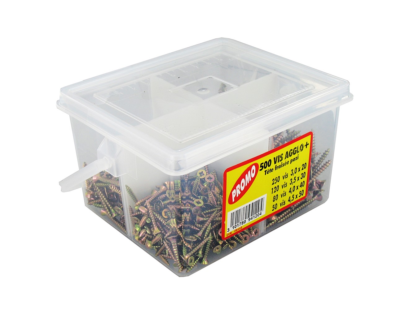 500 vis agglo tête fraisée pozi assortiment