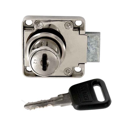 Serrure de sécurité 25mm gauche acier nickelé - VYNEX