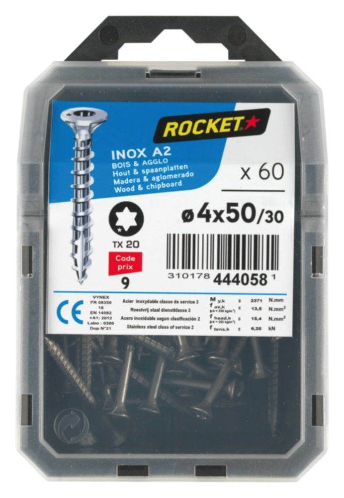 60 vis tête fraisée étoile inox A2 4X50 - ROCKET