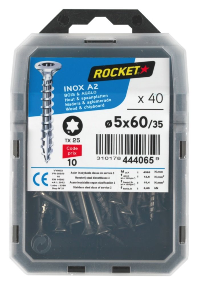 40 vis tête fraisée étoile inox A2 5X60 - ROCKET