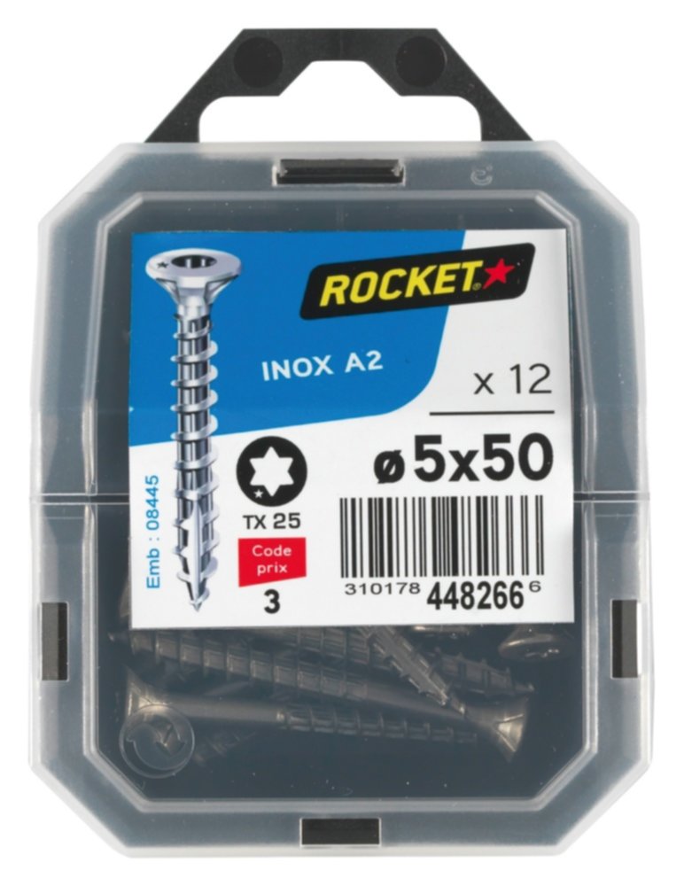 12 vis tête fraisée étoile inox A2 5X50 - ROCKET