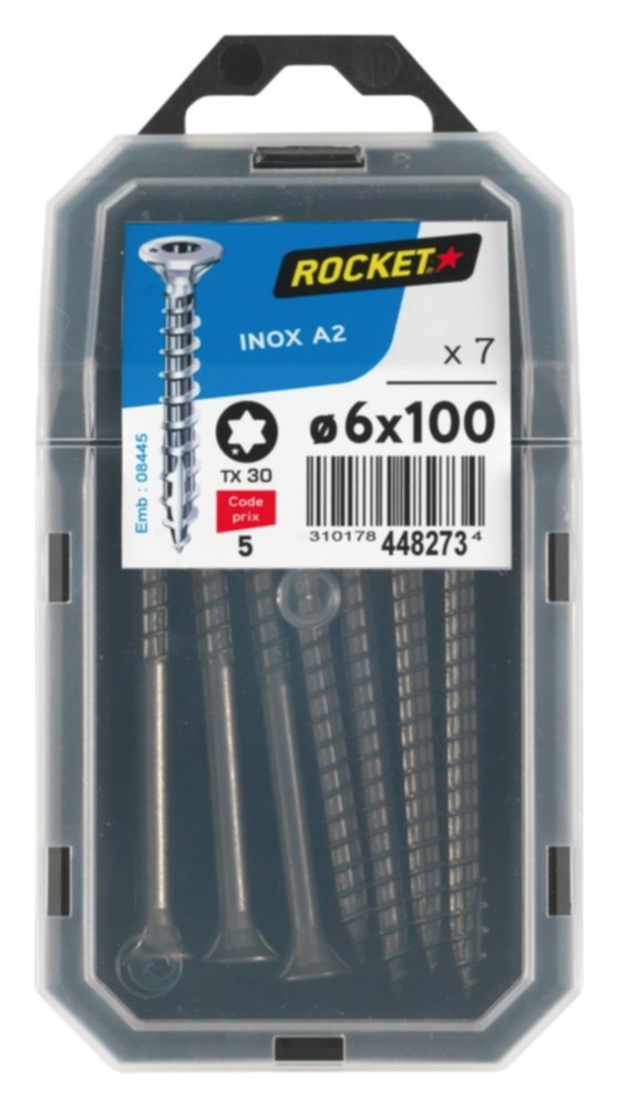 7 vis tête fraisée étoile inox A2 6x100 - ROCKET