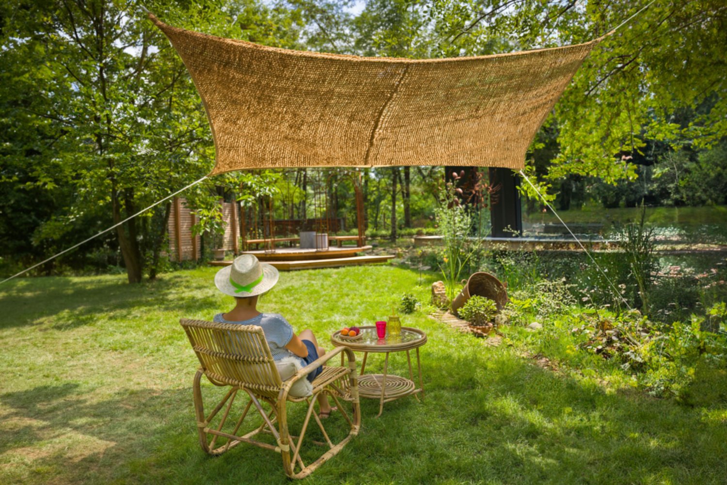 Ombrière rectangulaire Naturelle Coco 3x2m - JARDILINE