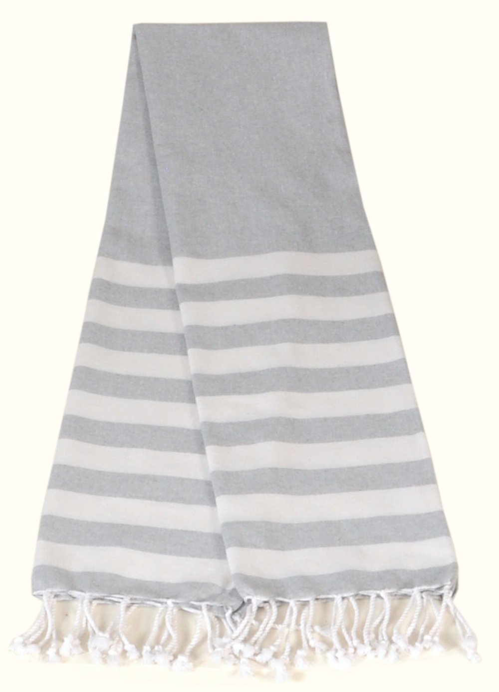 Fouta rayée avec franges 90x180 cm gris