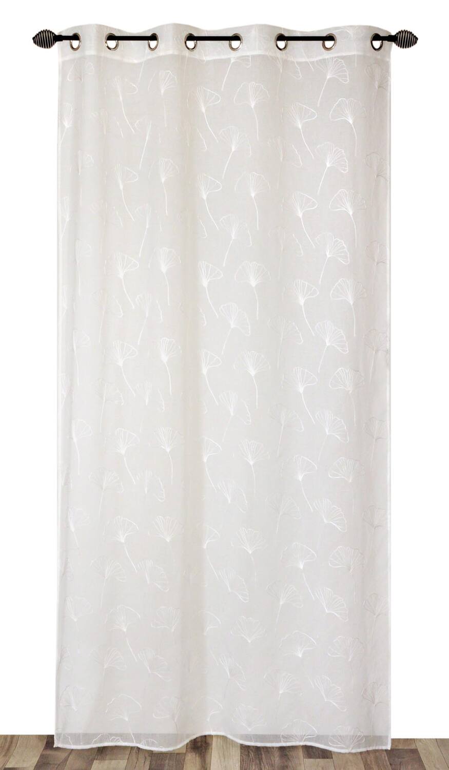 Voilage étamine brodée blanc 140x240cm