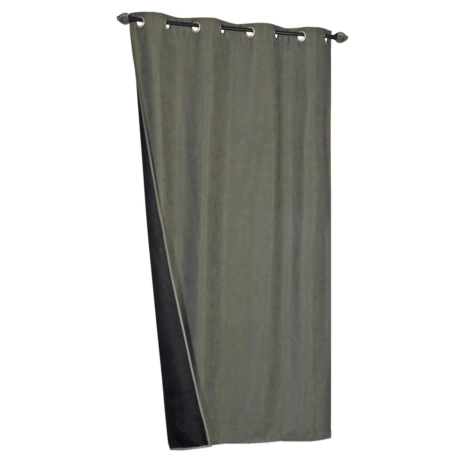 Rideau thermique suédine kaki 140x240cm - DYLREV