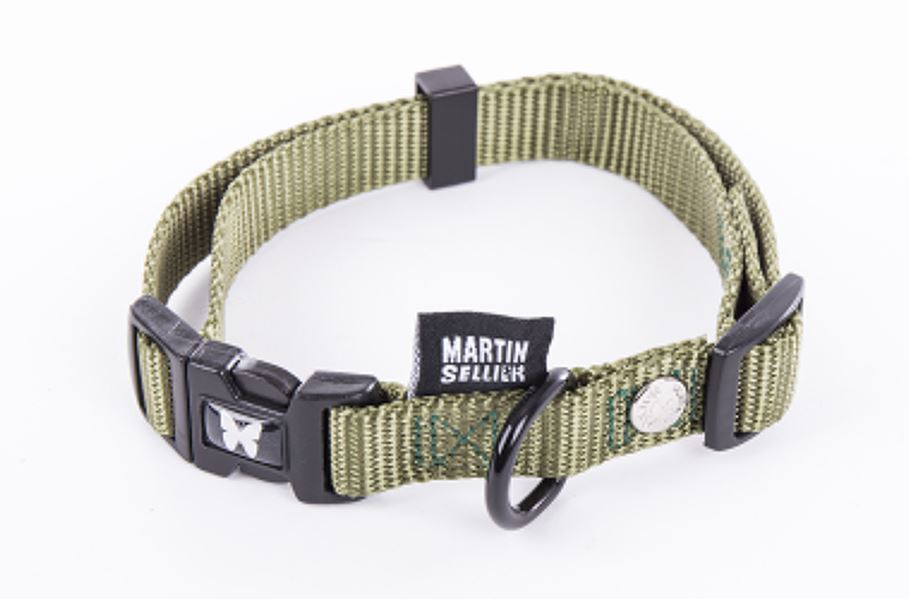 Collier nylon réglable 16-30/45 kaki