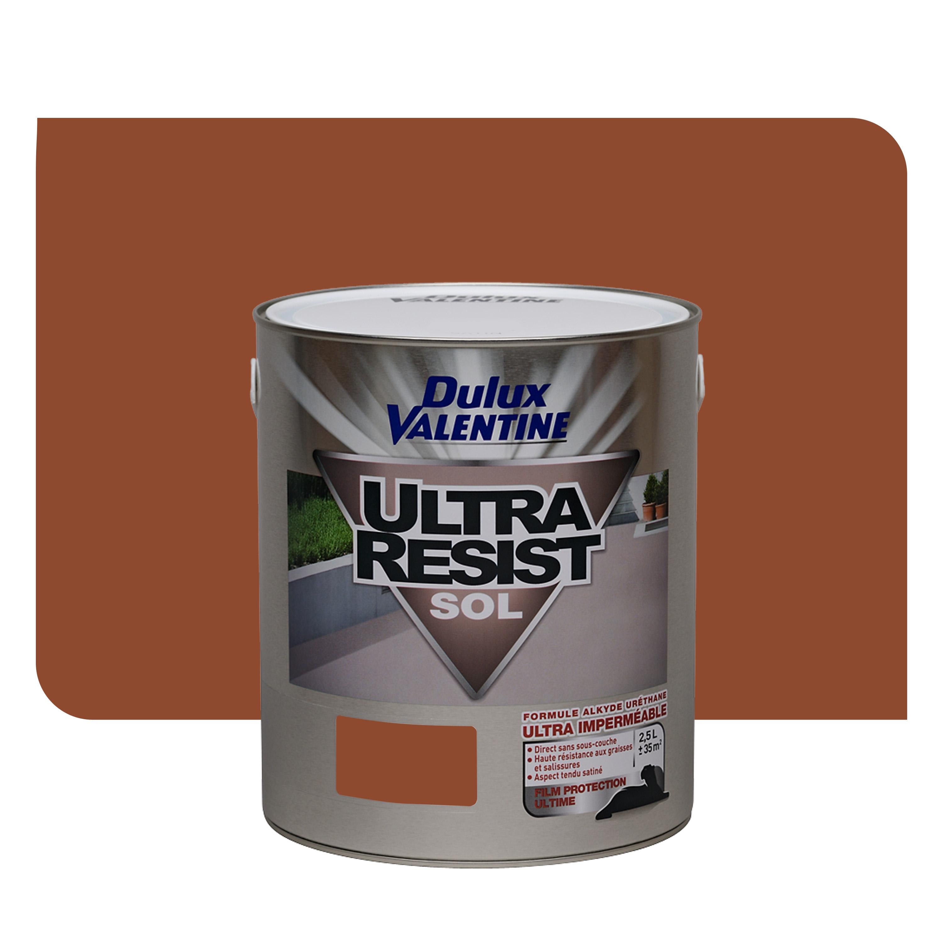 Peinture Sols Imperméable Ultra Resist Dulux Valentine Satin Rouge Carrelage 2,5 L