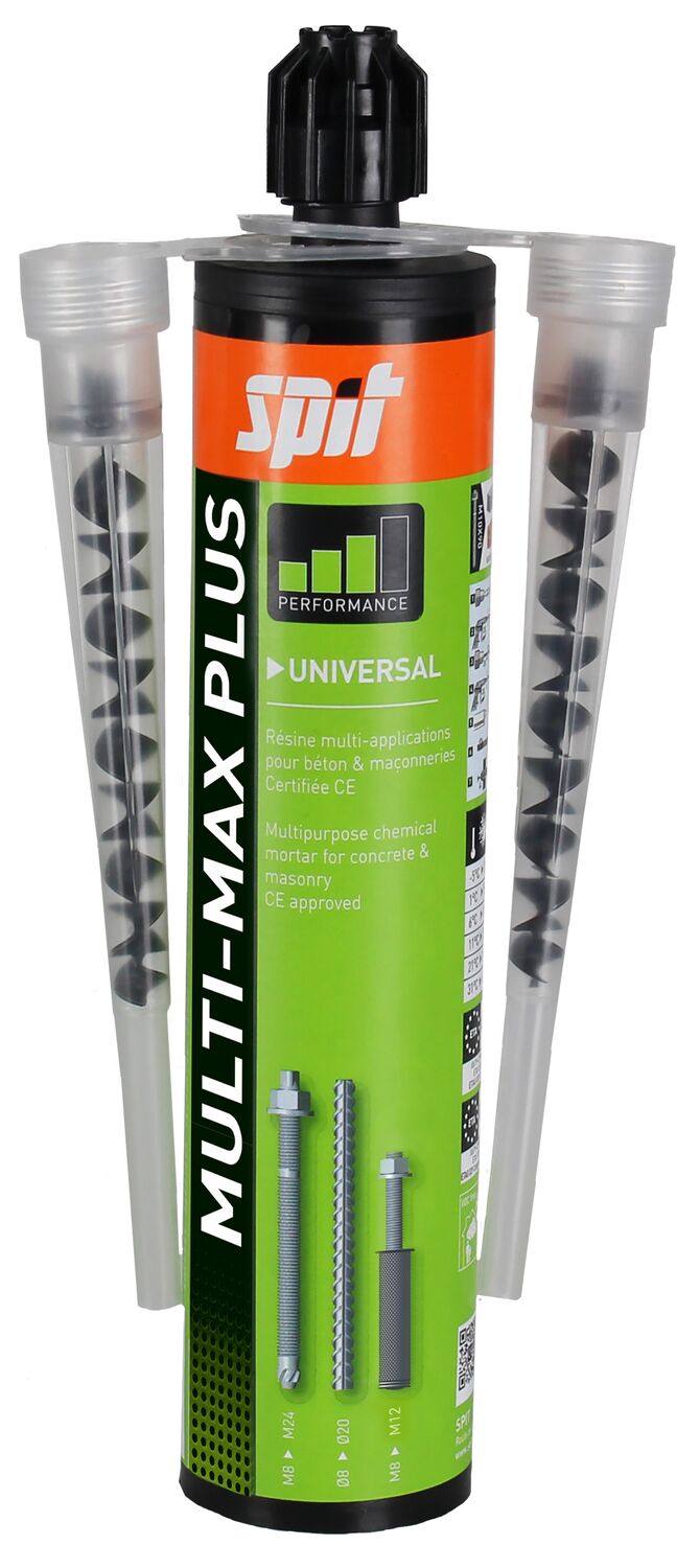 Résine multi-applications béton/maçonnerie MULTIMAX+ gris 300ml + buses - SPIT