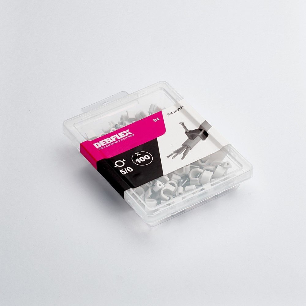 100 attaches fils pour câble rond Ø5 à 6mm gris - DEBFLEX