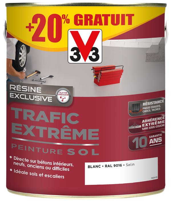 Peinture sol trafic extrême blanc 3l