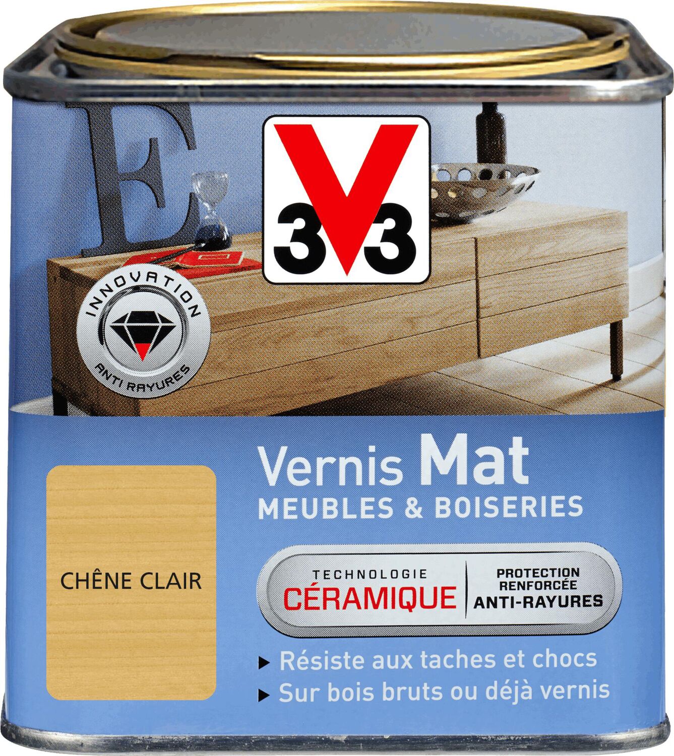 Vernis brillant meubles & boiseries mat chêne clair 0,5 L - V33