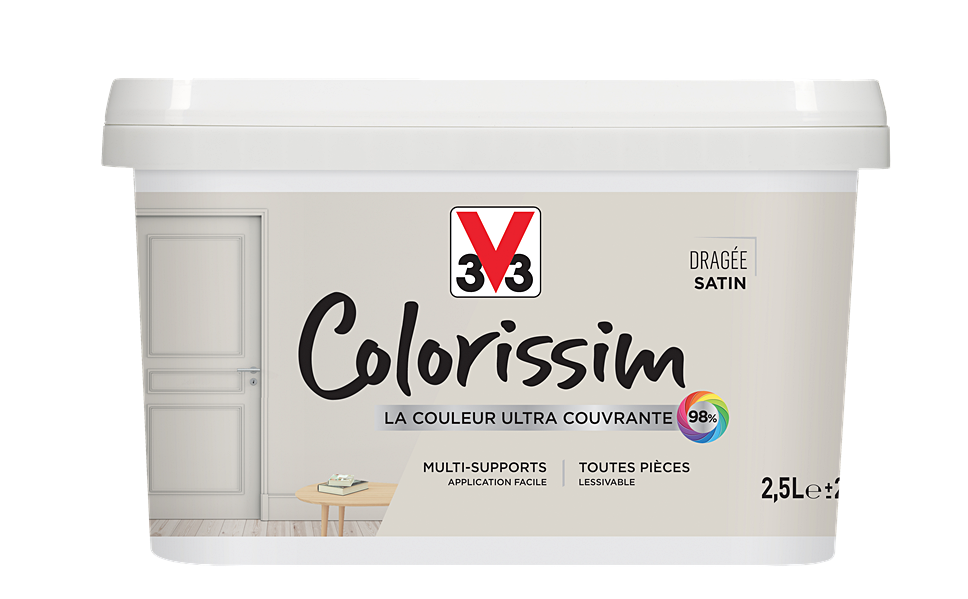Peinture multisupport Colorissim dragée satin 2,5L - V33