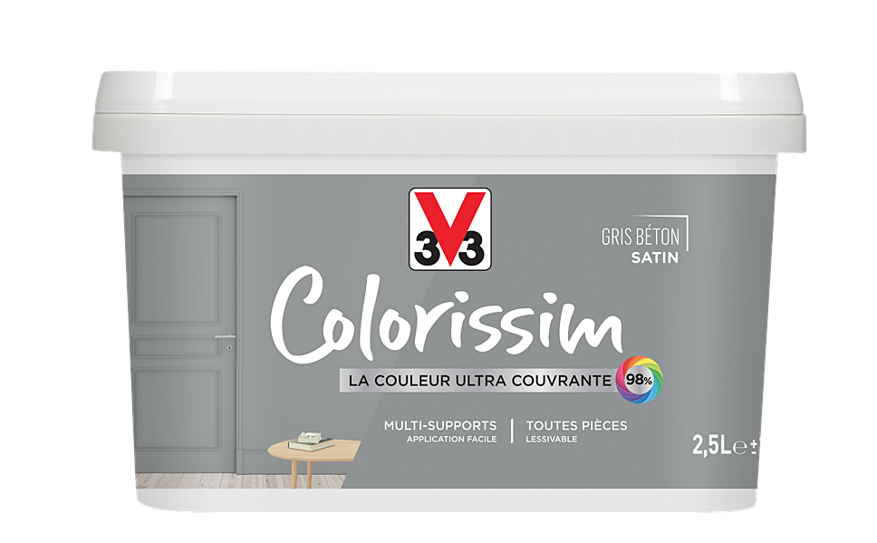 Peinture multisupport Colorissim gris béton satin 2,5L - V33