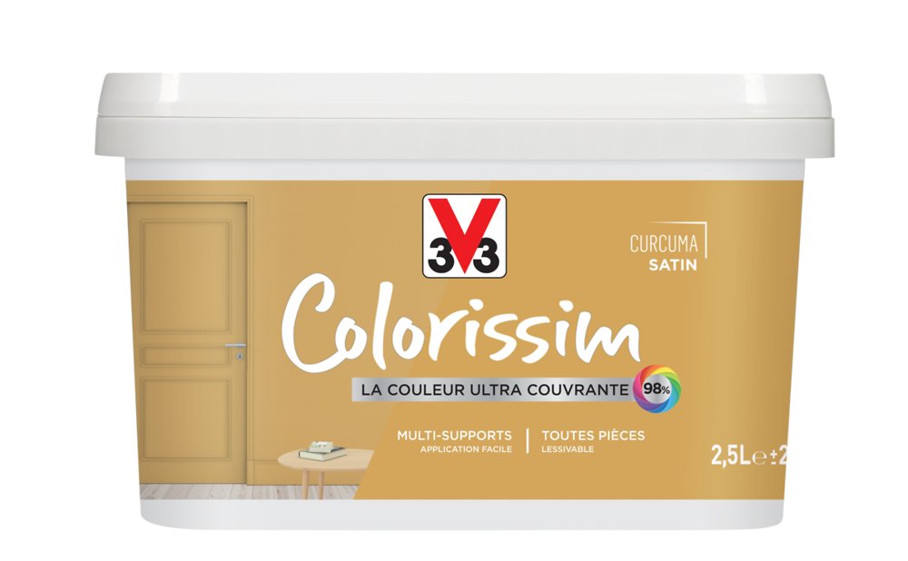 Peinture colorissim satin curcuma 2,5L – - V33 