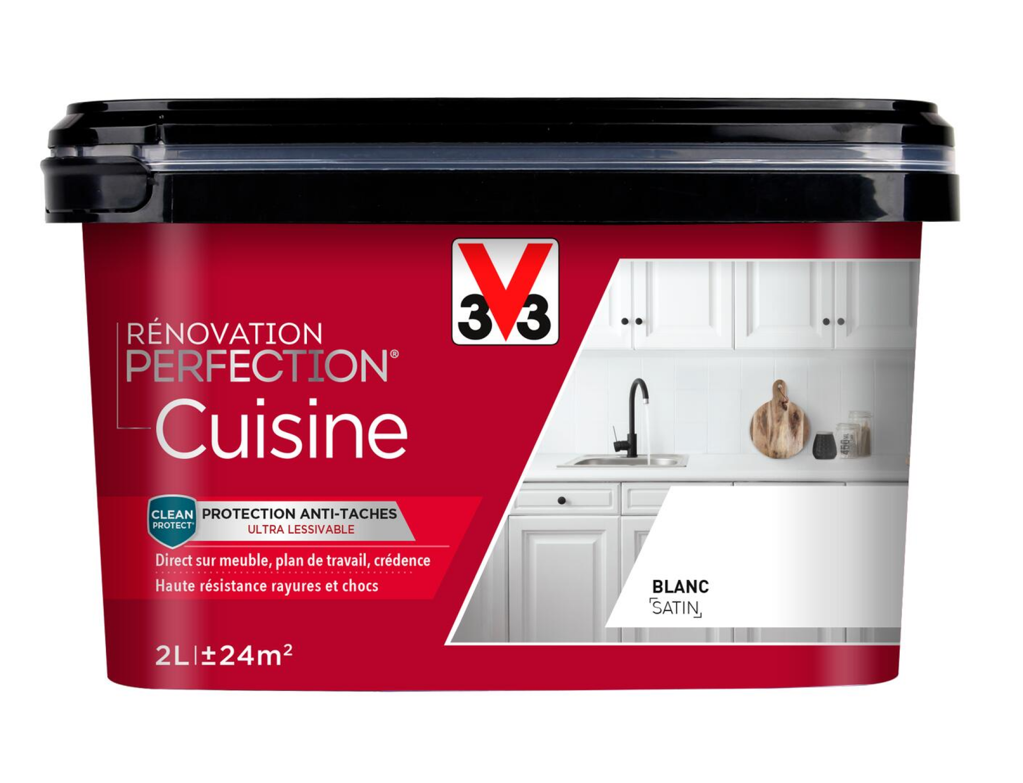 Peinture Rénovation Perfection Cuisine Blanc Satin 2L - V33
