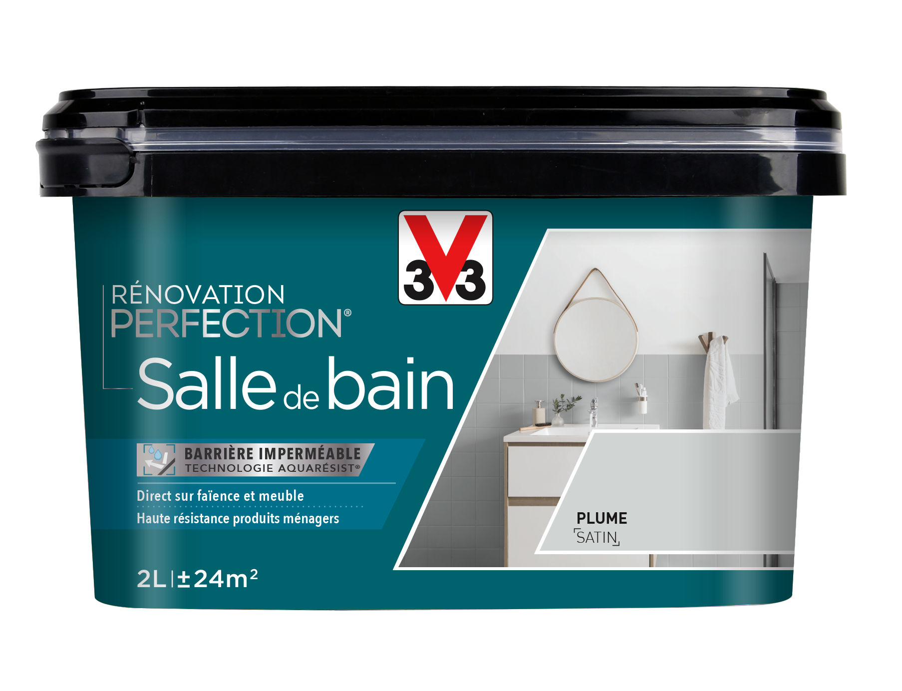 Peinture Rénovation Perfection Salle de bain Plume Satin 2L V33