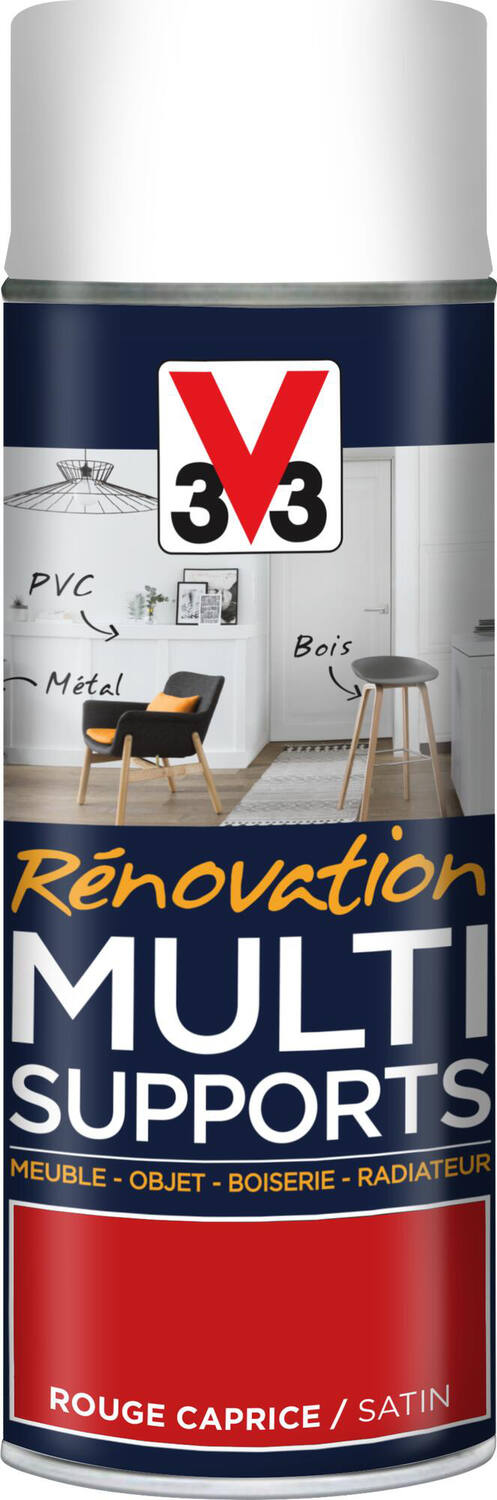 Peinture Rénovation Multisupport rouge caprice satin aérosol 400 ml - V33