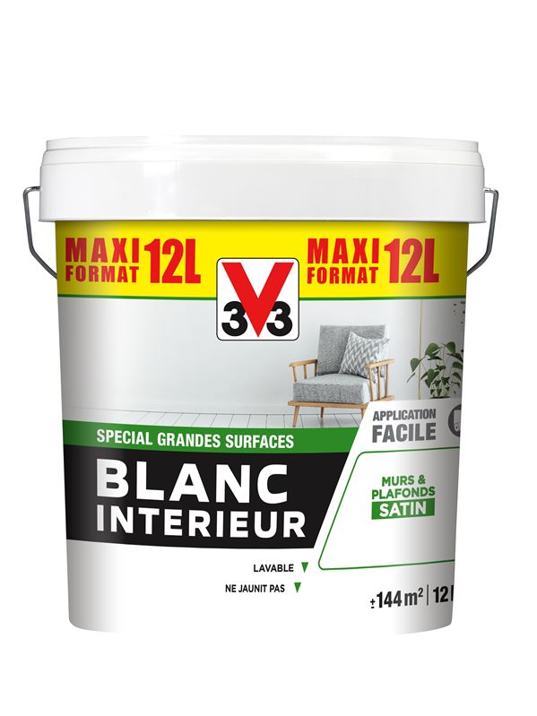 Peinture blanc interieur satin 12L