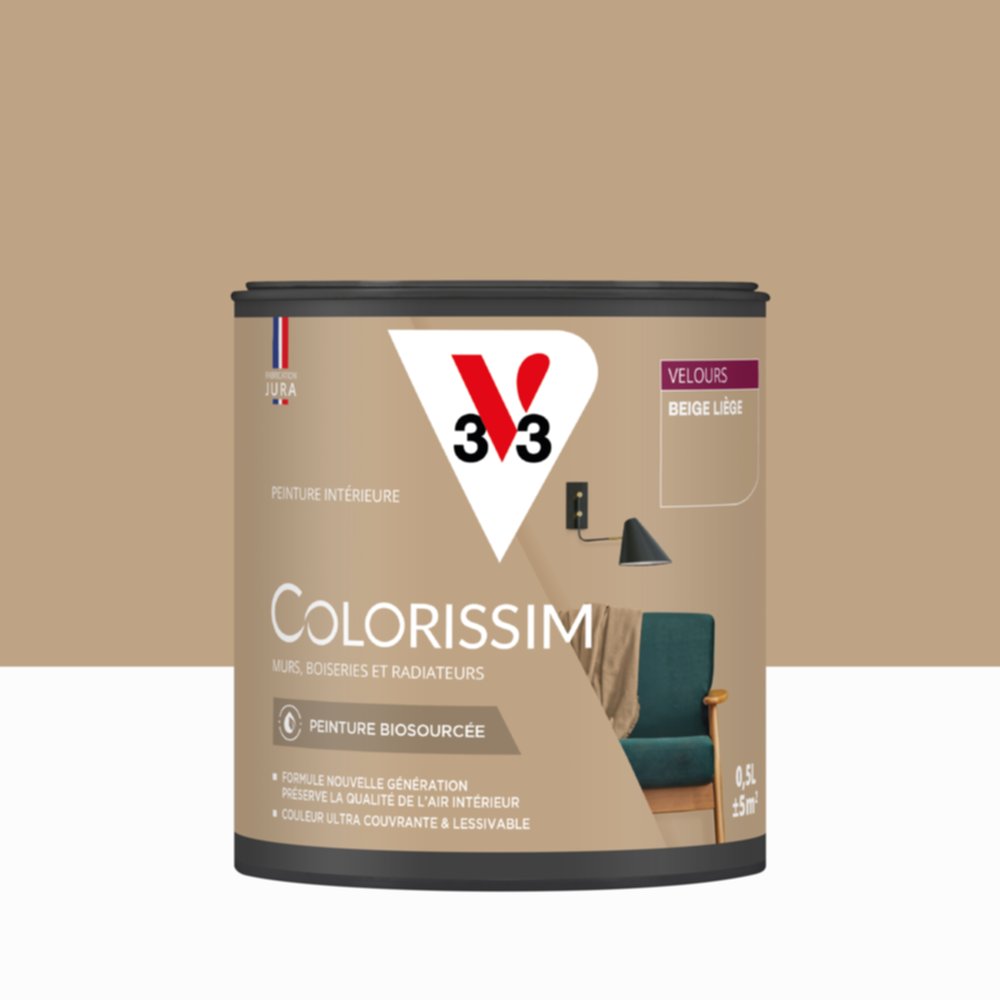 Peinture Intérieure Beige Liège Velours 0,5L Colorissim® - V33