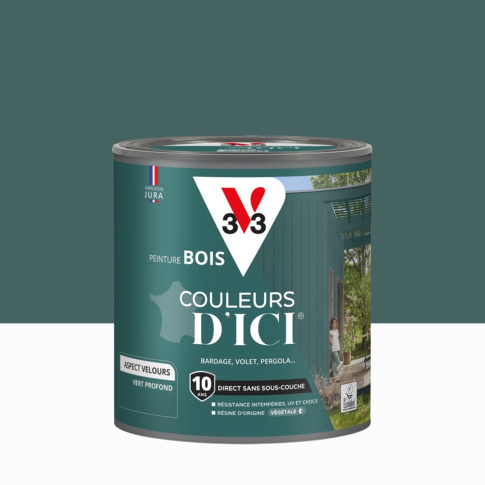 Peinture Bois Couleurs D’Ici® Vert Profond 0,5L - V33