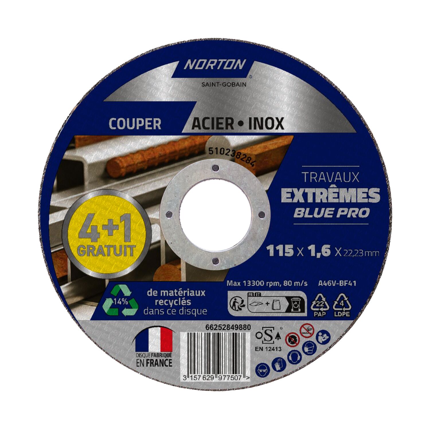 Disque métal/inox 4+1 Extrême 115x1,6mm - NORTON