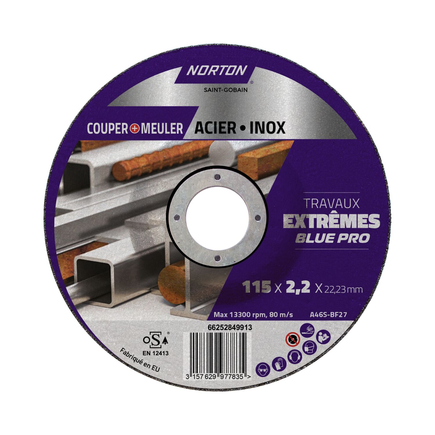 Disque multi-usage métal/inox 115x2,2mm - NORTON