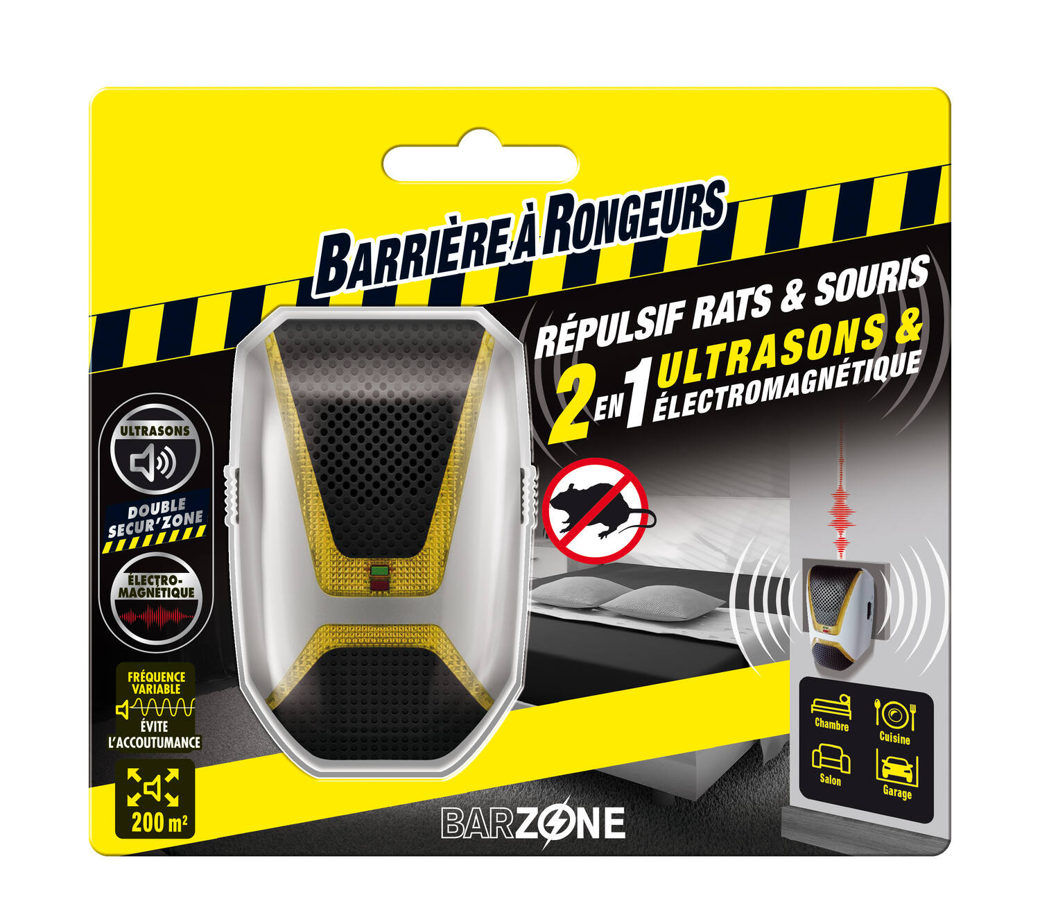 Répulsif ultrasons & électromagnétique rats et souris  1 appareil