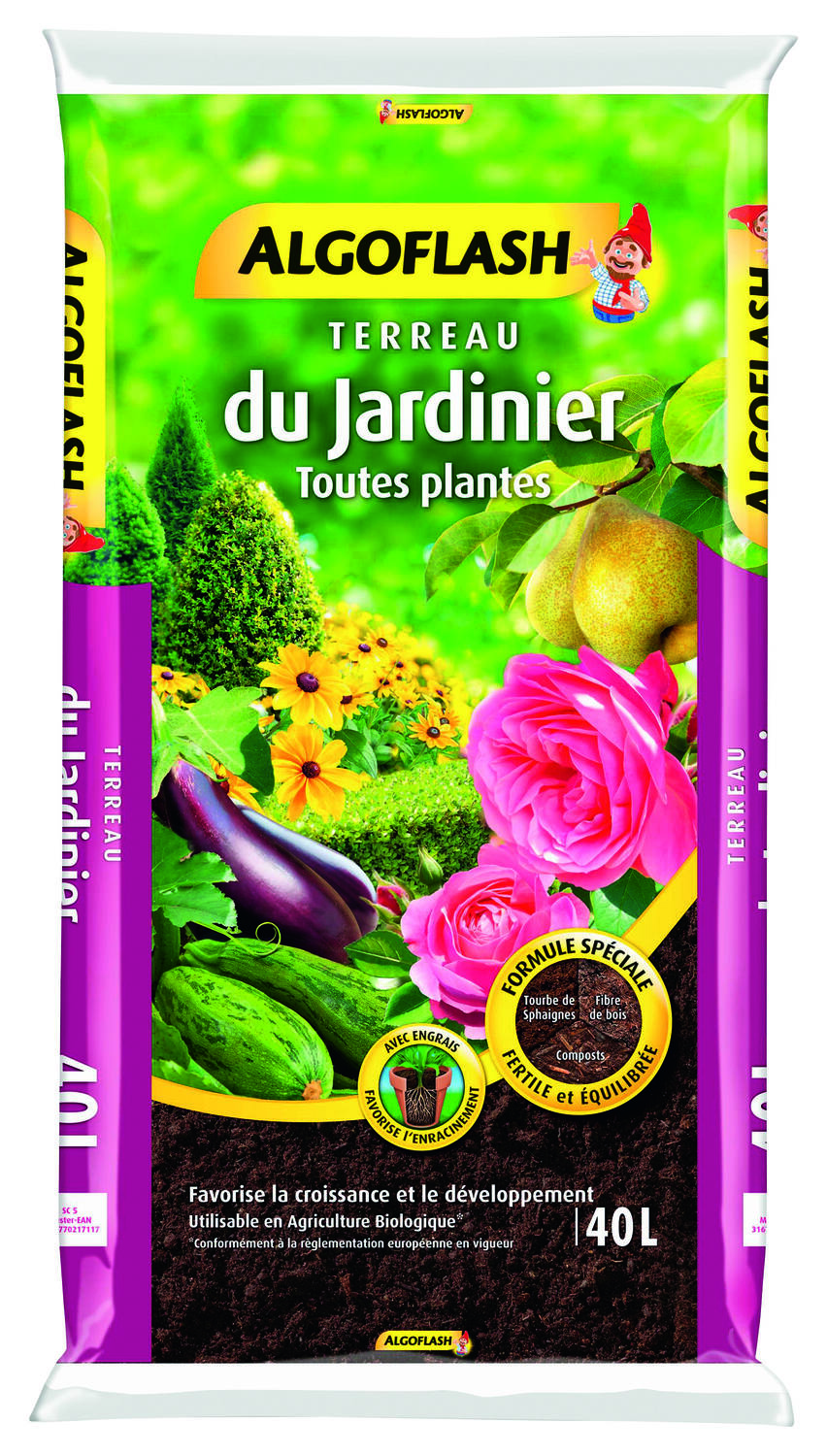 Terreau du jardinier Toutes plantes 40L - ALGOFLASH