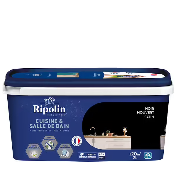Peinture cuisine/bain 2 l noir houvert satin