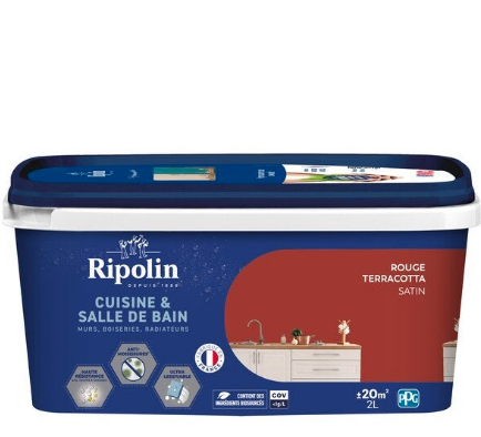 Peinture cuisine/bain 2 l rouge terracotta satin