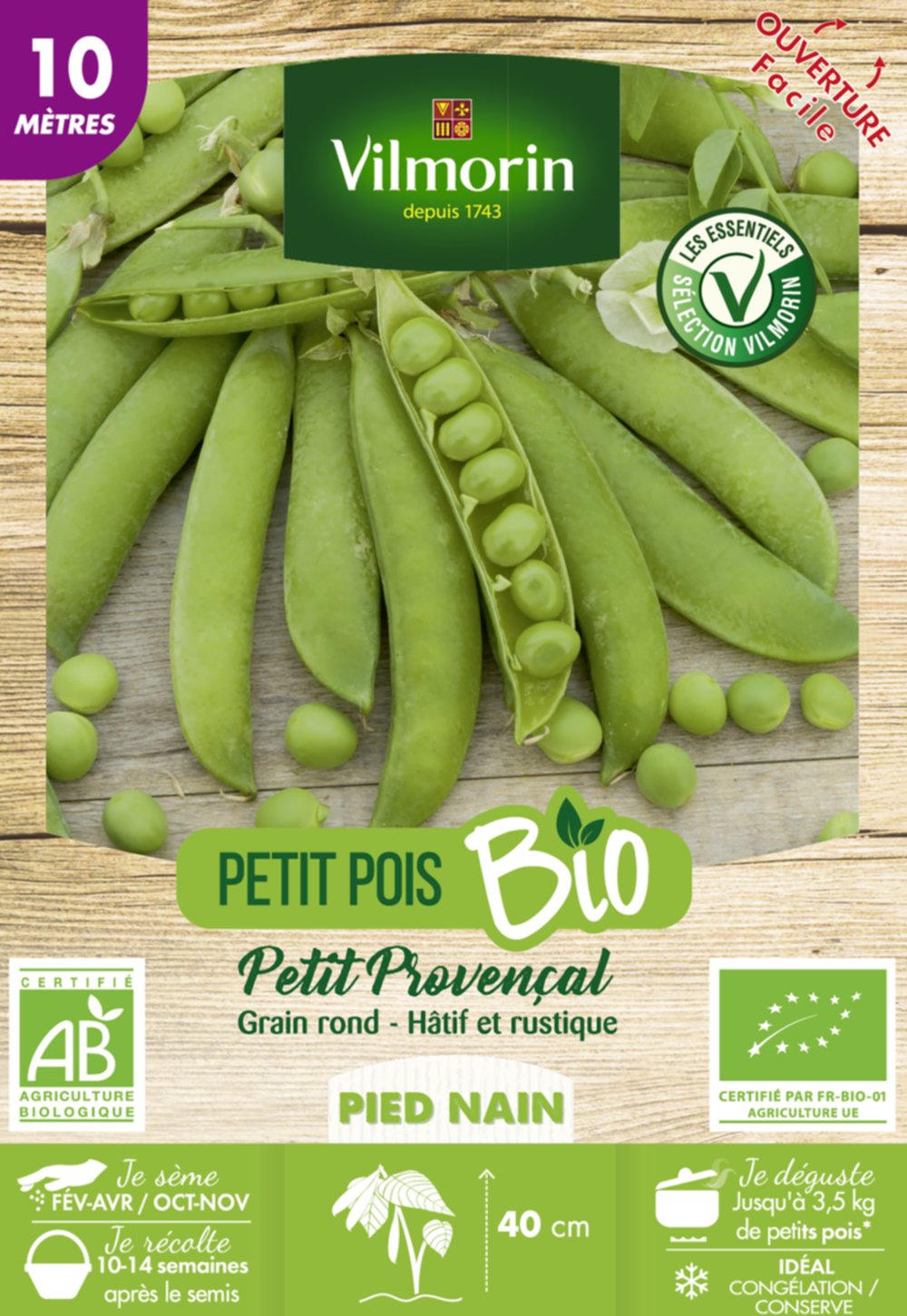 Pois Petit Provençal Bio 10M - VILMORIN