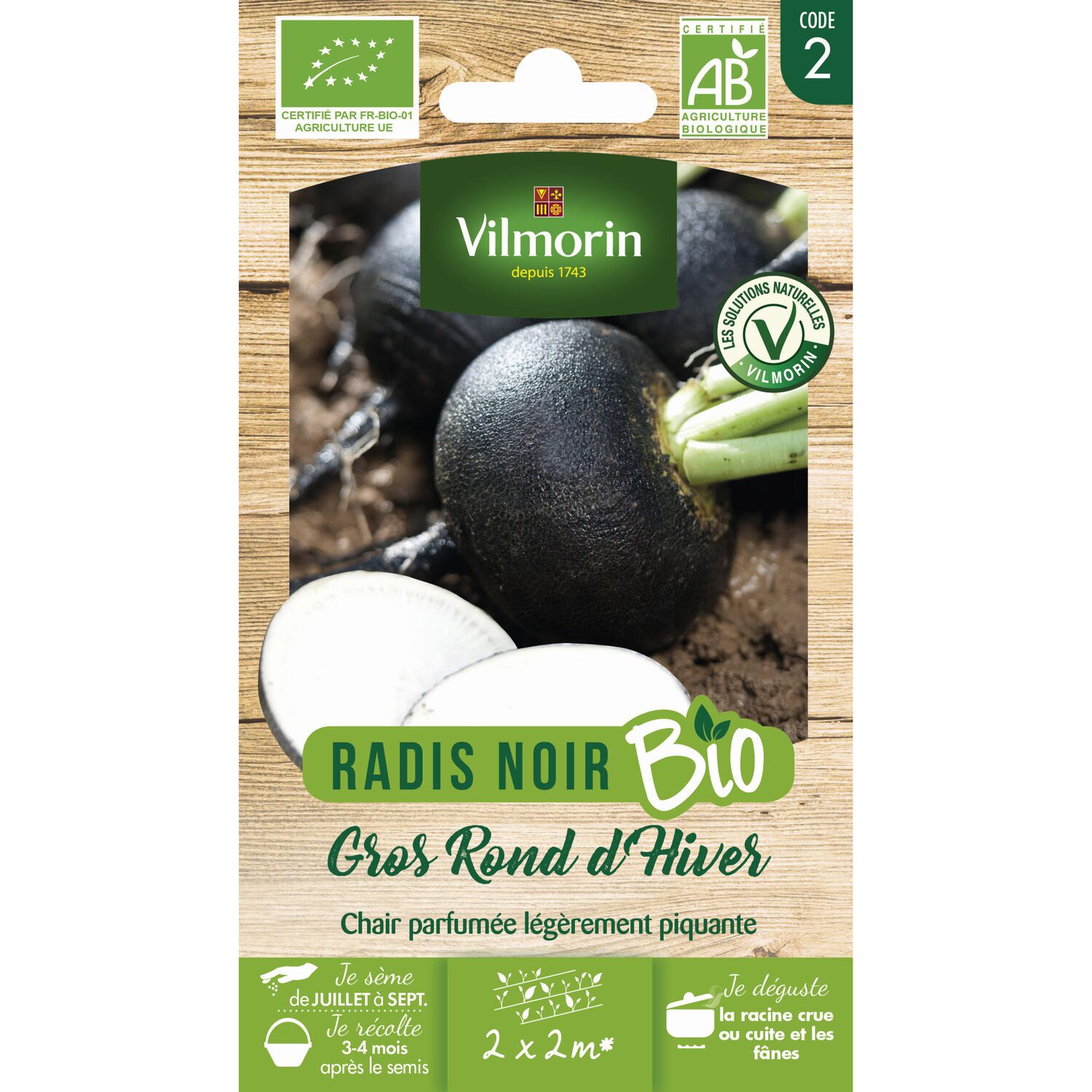 Graines Radis Noir Gros Rond d'Hiver Bio - VILMORIN