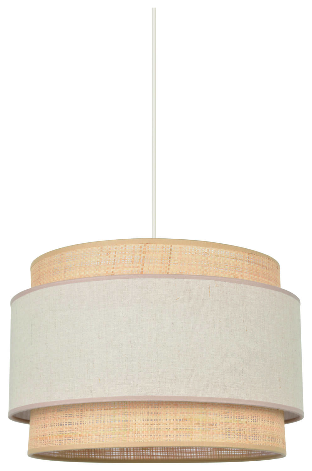 Suspension double cylindre pyla/raphia Milo E27 100W Ø38xH25cm - COREP