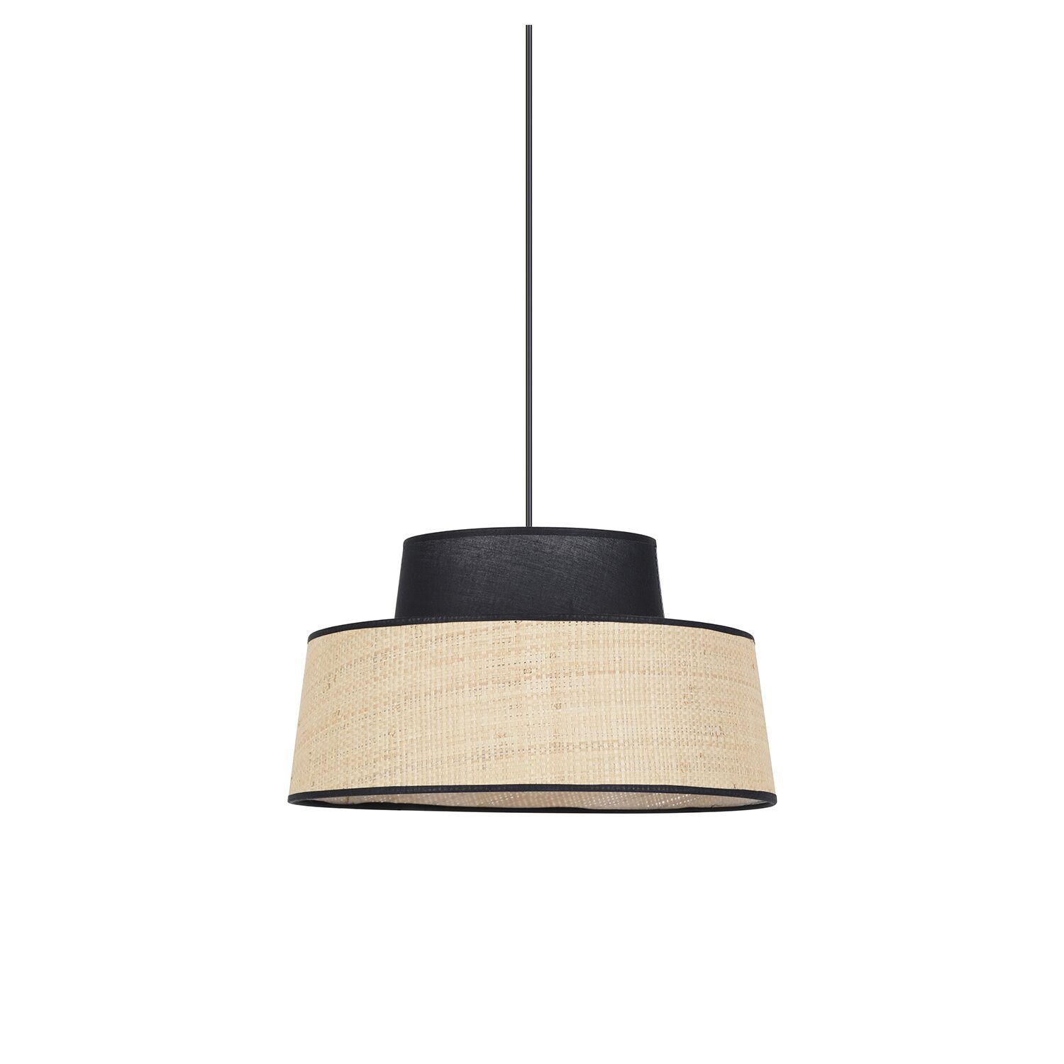 Suspension raphia et coton noir MALLORCA D38cm Corep