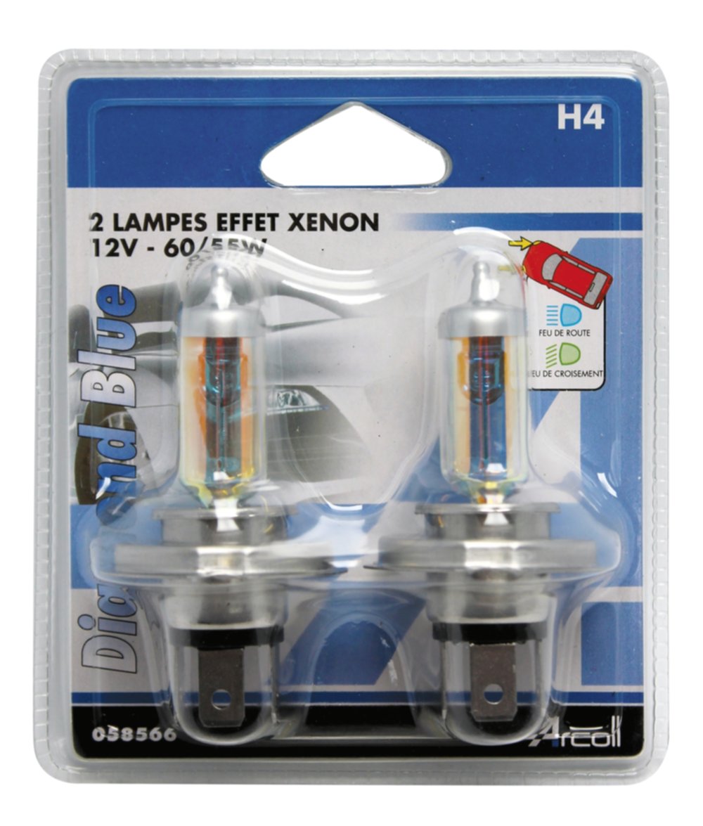 Lampe x2 h4 diamond blue 12v