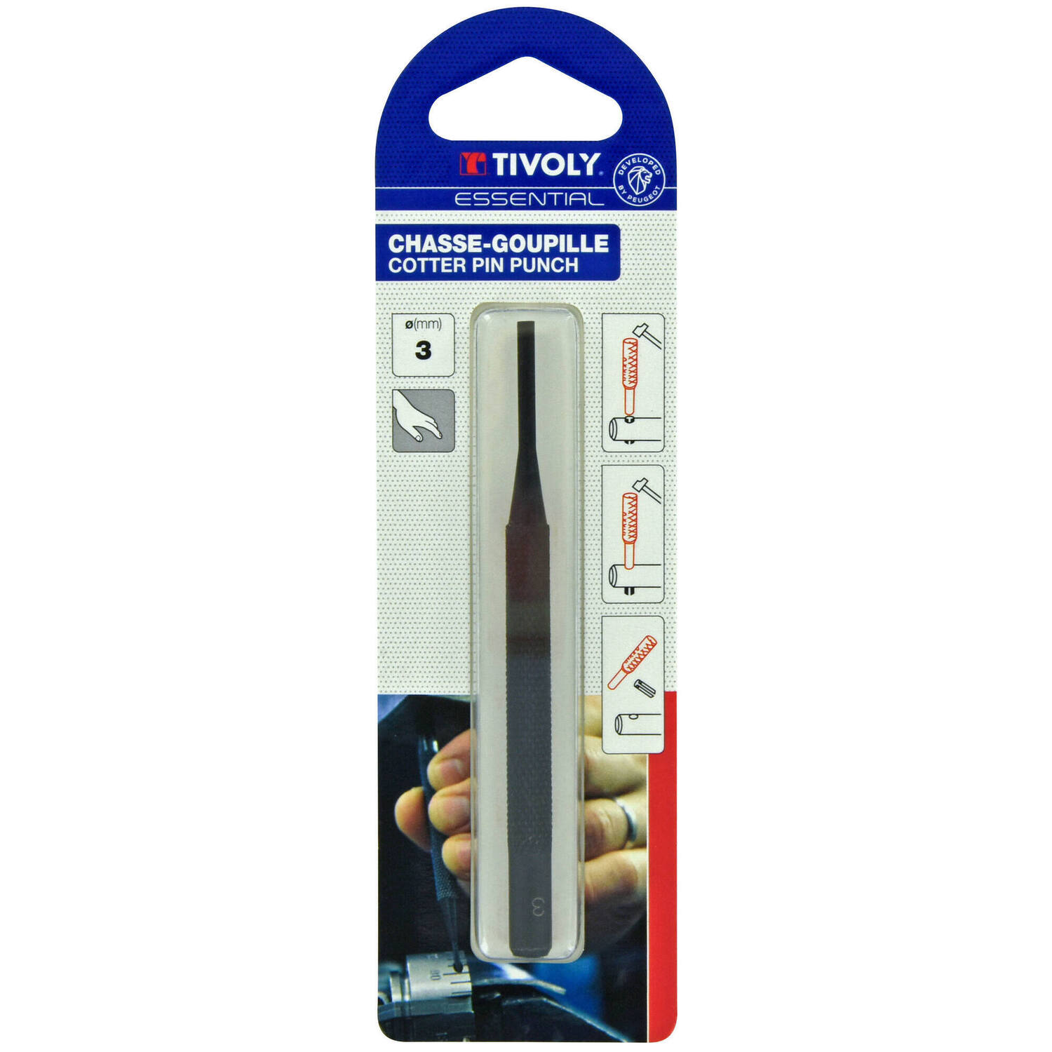 Chasse goupille acier zingué Ø3 mm - TIVOLY