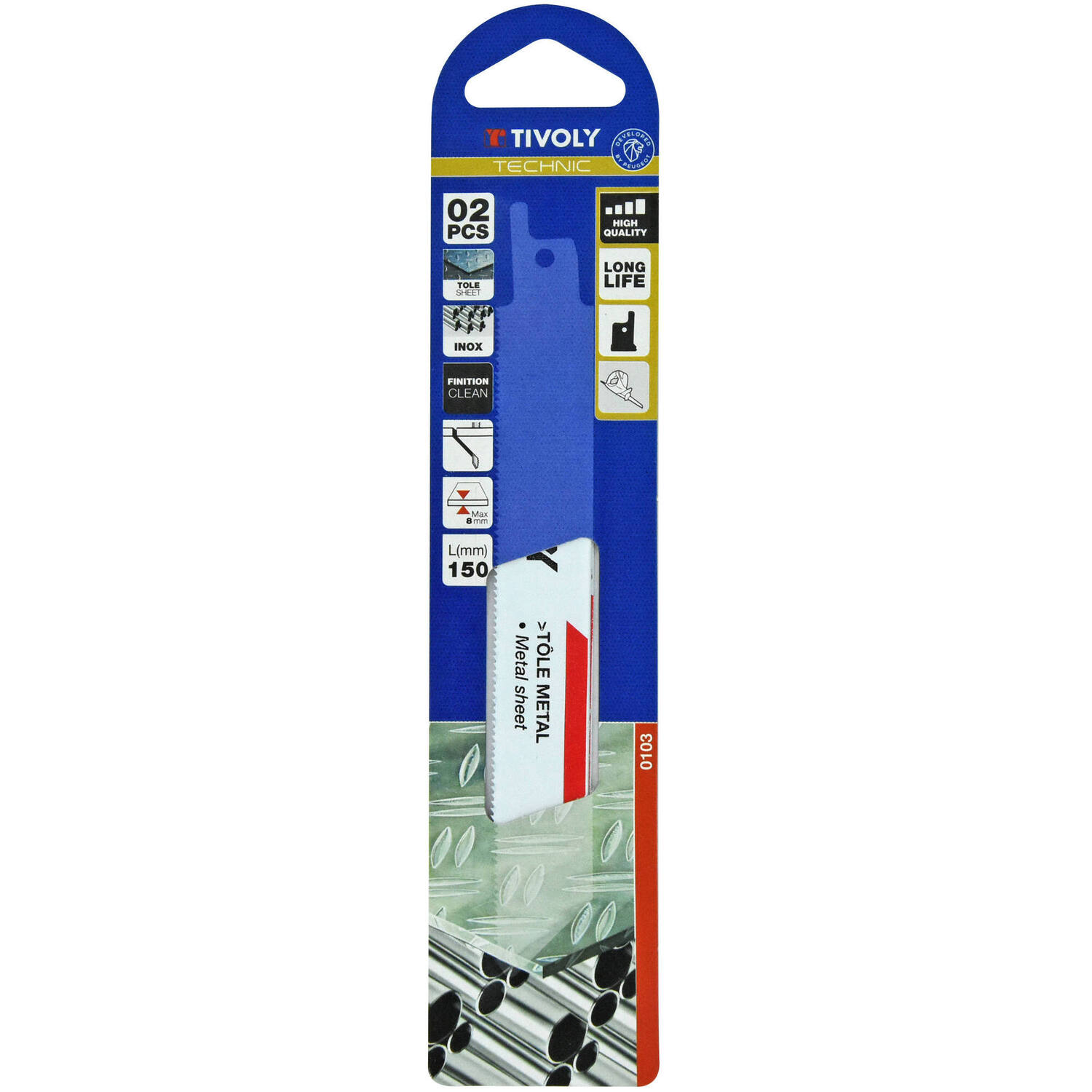 Lame de scie sabre pour tôle métal/inox 150 mm - TIVOLY