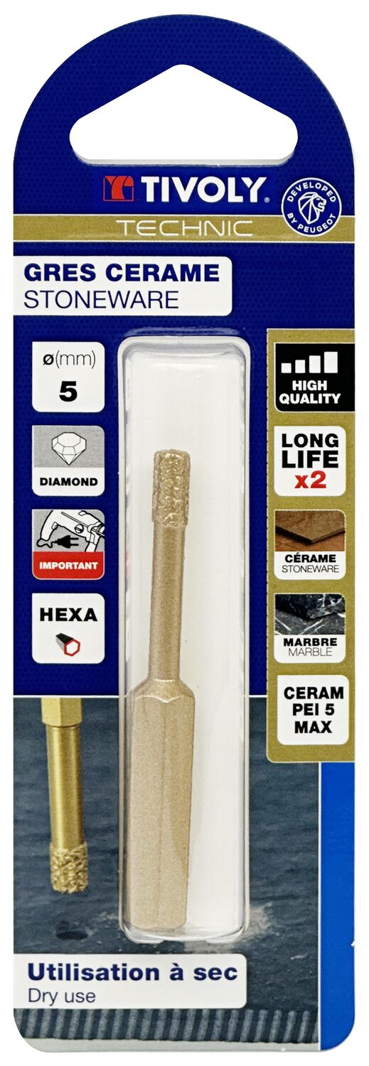 Technic Foret diamant à sec ø5 queue hexagonale